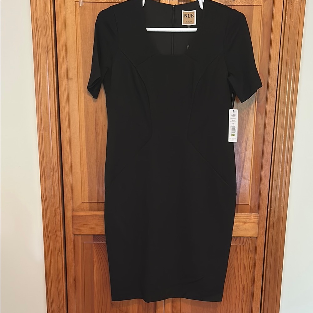 Nue by Shani Black Shaping Sheath Dress NWT Size 14 Sculpting Cocktail